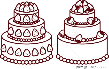 三段ケーキ 苺lのイラスト素材