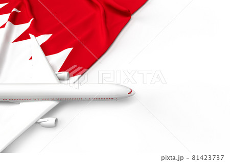 Passenger airplane and flag of Qatar. 3D illustration 81423737
