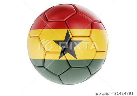 Soccer ball or football ball with Ghanaian flag, 3D rendering 81424791