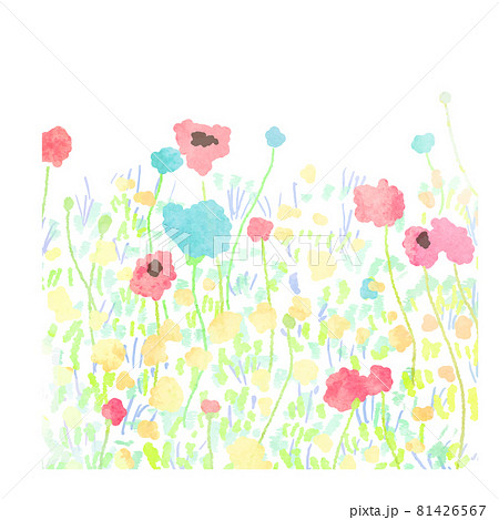水彩の花畑の背景ベクターイラストのイラスト素材