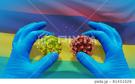 Medical virus molecular concept with flag of Mauritius. 3D illustration. Medical virus molecular concept with flag of Mauritius. 3D illustration. 81431026