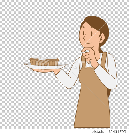 A smiling woman holding handmade baked goods A smiling woman holding handmade baked goods 81431795