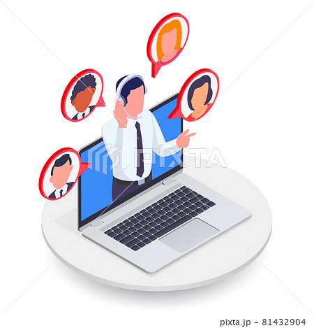 Call Center Concept Isometric Illustration 81432904