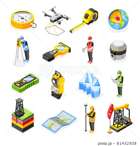 Geodesy Isometric Icons Collection 81432938