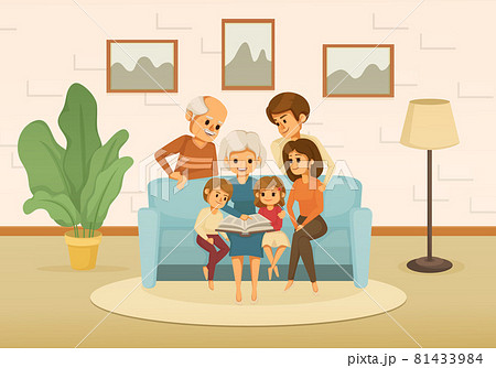 Family Holidays Cartoon Colored Composition 81433984