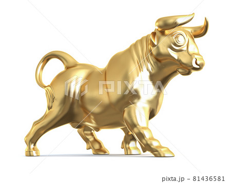 Golden bull isolated on white backgound. 81436581