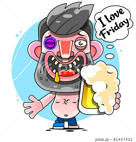 Happy businessman, illustration vector design.I love Friday-vector print 81437432