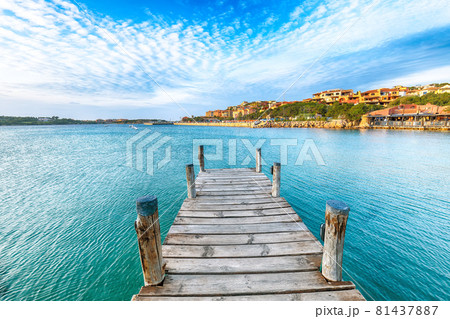 Fabulous view of Porto Cervo from wooden pier Fabulous view of Porto Cervo from wooden pier 81437887