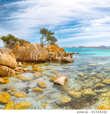 Astonishing view of Capriccioli beach in Costa Smeralda. Astonishing view of Capriccioli beach in Costa Smeralda. 81438282