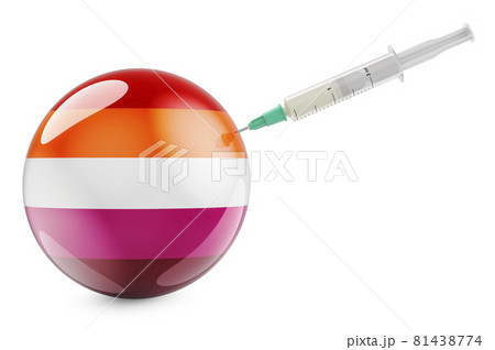 Syringe with lesbian flag, 3D rendering Syringe with lesbian flag, 3D rendering 81438774
