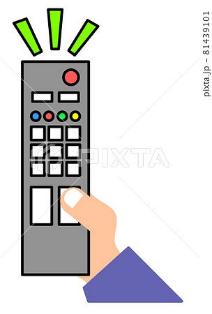 テレビのリモコンを指先で操作するイラスト 81439101