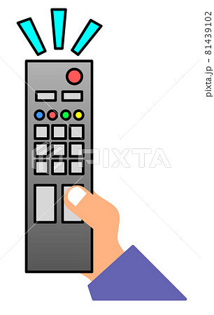 テレビのリモコンを指先で操作するイラスト 81439102