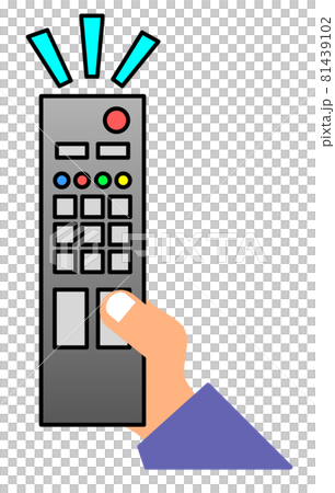 テレビのリモコンを指先で操作するイラスト 81439102