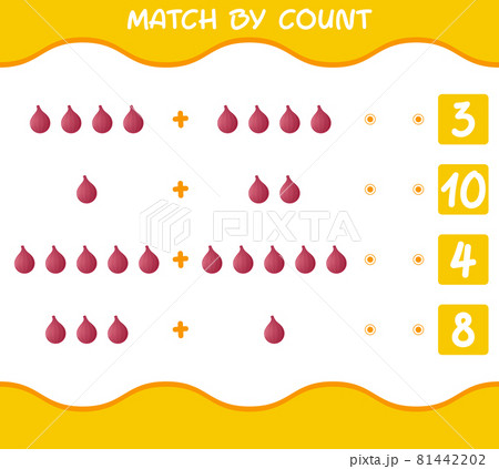 Match by count of cartoon red onion. Match and count game. Educational game for pre shool years kids and toddlers 81442202