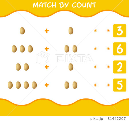 Match by count of cartoon potato. Match and count game. Educational game for pre shool years kids and toddlers 81442207