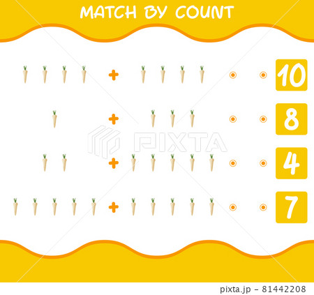 Match by count of cartoon parsnip. Match and count game. Educational game for pre shool years kids and toddlers 81442208