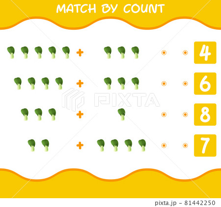 Match by count of cartoon bok choy. Match and count game. Educational game for pre shool years kids and toddlers Match by count of cartoon bok choy. Match and count game. Educational game for pre shool years kids and toddlers 81442250
