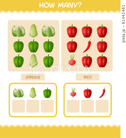 How many cartoon vegetables. Counting game. Educational game for pre shool years kids and toddlers 81442461