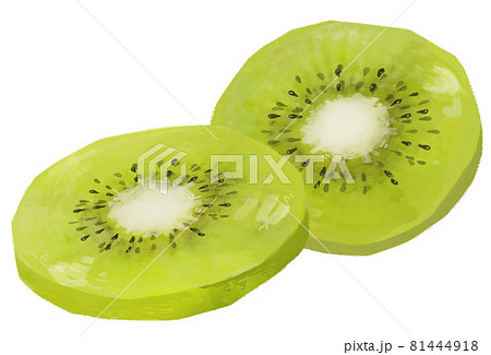 透明感あるキウイ 輪切り2枚 のイラスト 他にもバリエーション豊富ですのイラスト素材