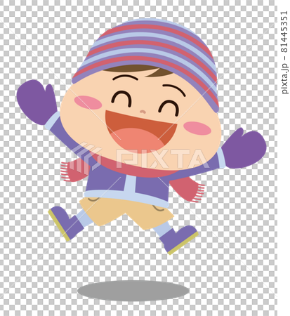 子ども ジャンプする女の子 冬服 子ども ジャンプする女の子 冬服 81445351