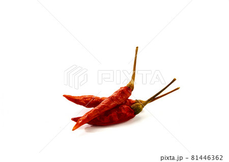 Dry red hot chili peppers on white background Dry red hot chili peppers on white background 81446362