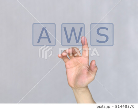 AWSの文字ををタッチする右手 AWSの文字ををタッチする右手 81448370