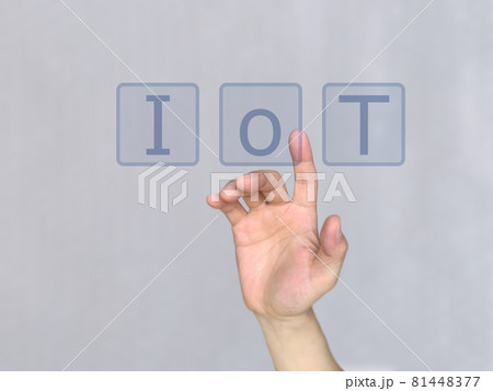IoTの文字ををタッチする右手 IoTの文字ををタッチする右手 81448377