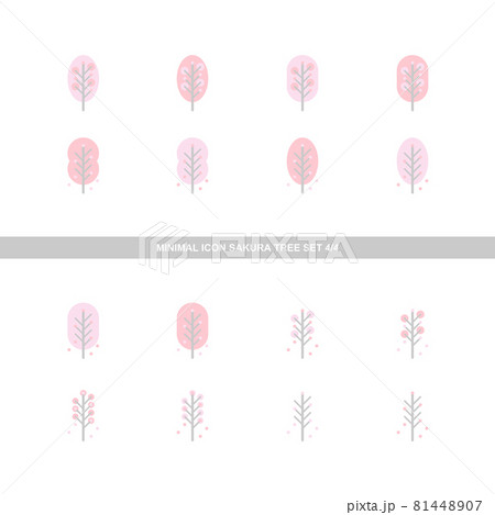 ミニマルアイコン 桜の木セット 001 4/4 ミニマルアイコン 桜の木セット 001 4/4 81448907