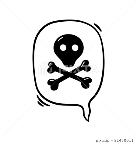 Hand drawn speech bubble with curse, skul and bones. Vector illustration isolated in doodle style on white background 81450011