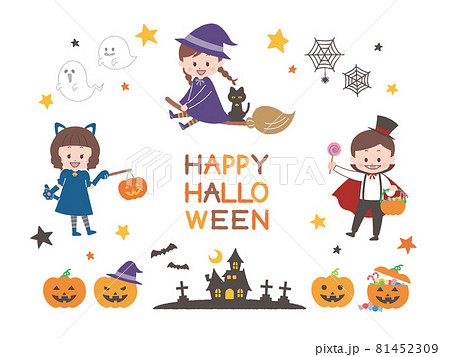 ハロウィンで仮装をする子供 81452309