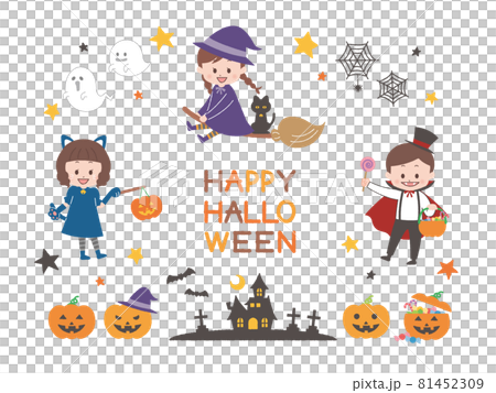 ハロウィンで仮装をする子供 81452309