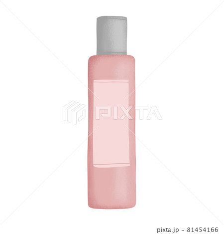 Hand Drawn Pink Micellar Water Toner in Bottle with Label Hand Drawn Pink Micellar Water Toner in Bottle with Label 81454166