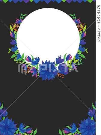 青い花の花束 水彩イラスト レトロな花柄 テンプレート ベクター素材のイラスト素材