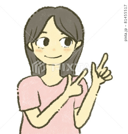 指差しする女の子のイラスト素材