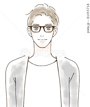 眼鏡をかけた男性のイラスト 若者のイラスト素材