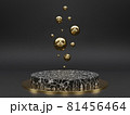 Marble pedestals or podiums with golden frames and decor 3d rendering 81456464