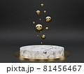 Marble pedestals or podiums with golden frames and decor 3d rendering 81456467