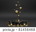 Marble pedestals or podiums with golden frames and decor 3d rendering 81456468