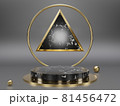 Marble pedestals or podiums with golden frames and decor 3d rendering 81456472
