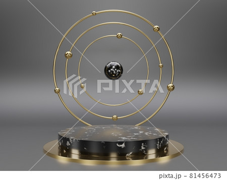 Marble pedestals or podiums with golden frames and decor 3d rendering Marble pedestals or podiums with golden frames and decor 3d rendering 81456473