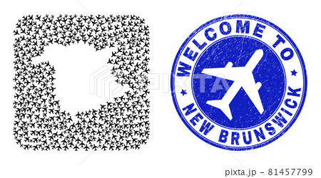 Welcome Grunge Stamp and New Brunswick Province Map Air Vehicle Subtracted Mosaic Welcome Grunge Stamp and New Brunswick Province Map Air Vehicle Subtracted Mosaic 81457799