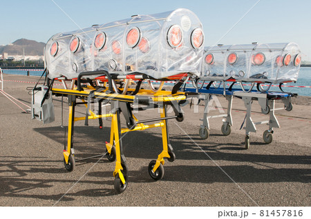 emergency ambulance bed for virus or nuclear alarm 81457816