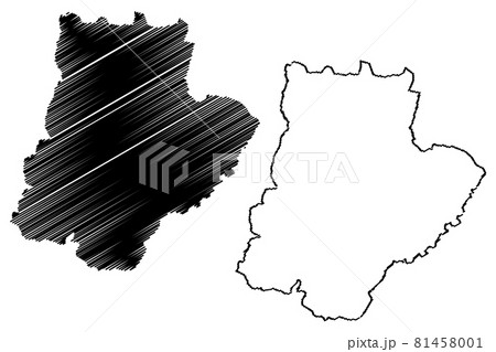 Braganca District (Portuguese Republic, Portugal) map vector illustration, scribble sketch Braganca map 81458001