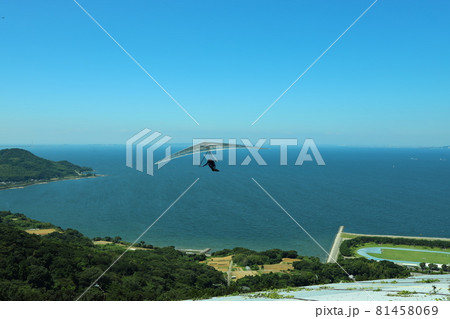 田原市白谷衣笠山から飛び立つハンググライダー 田原市白谷衣笠山から飛び立つハンググライダー 81458069