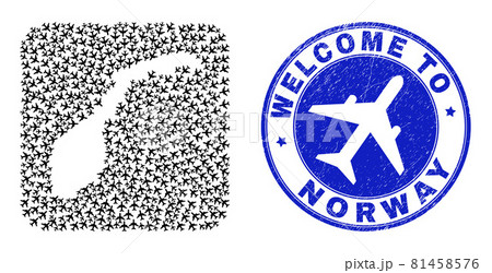 Welcome Watermark Stamp Seal and Norway Map Transportation Hole Mosaic Welcome Watermark Stamp Seal and Norway Map Transportation Hole Mosaic 81458576