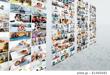 Broadcasting And Vod Concept. Digital wall with different channels 81460085
