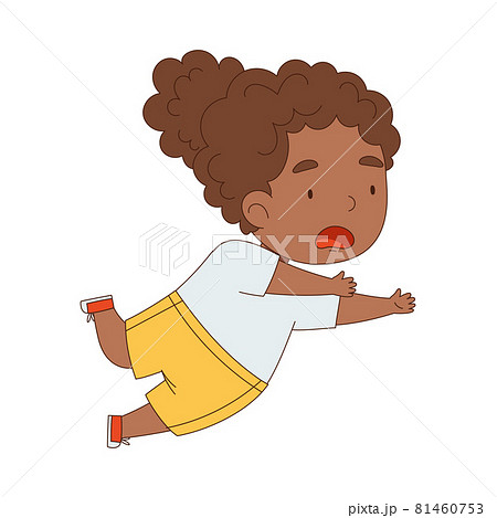 Cute African American Girl Tumbling Over And のイラスト素材