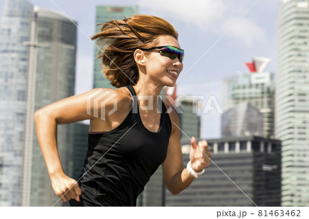 Athletic Asian Woman Running Athletic Asian Woman Running 81463462