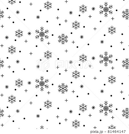 雪の結晶 黒 白背景のイラスト素材