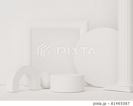 Abstract display podium with minimal geometric shapes design. 3d  rendering scene for mock up and product presentation. Pedestal platform for cosmetic advertise. 81465087